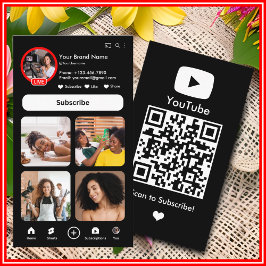 YouTube Svart Influencer Vlogger Skapare QR-kod Visitkort