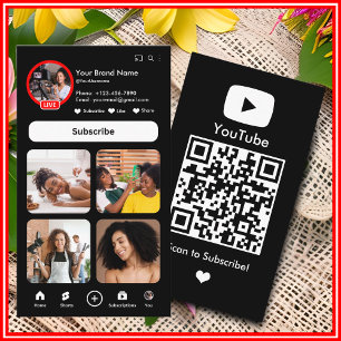 YouTube Svart Influencer Vlogger Skapare QR-kod Visitkort