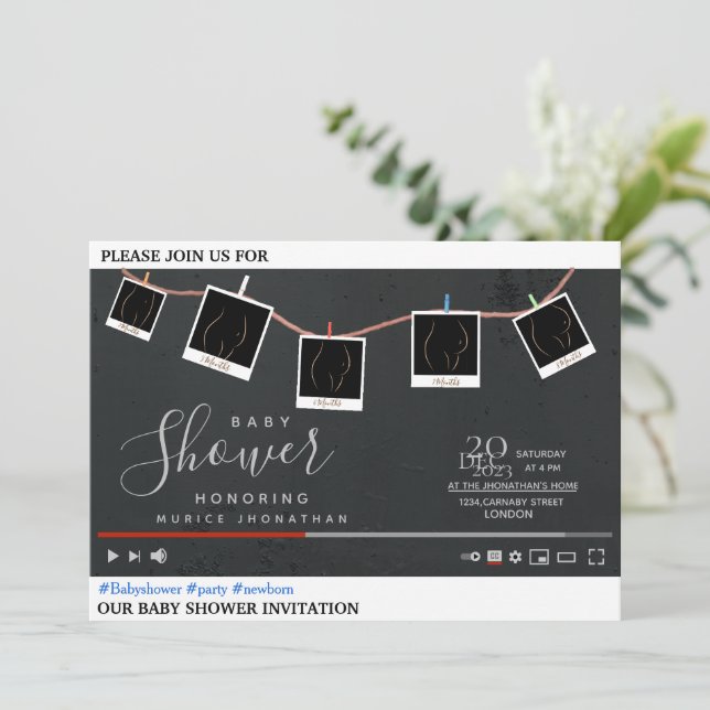 Youtube Tema babyduschinbjudan Inbjudningar (Stående Fram)