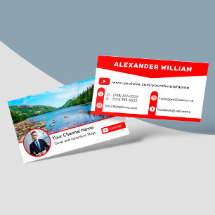 Youtube Vlogger Channel med profilfoto Visitkort