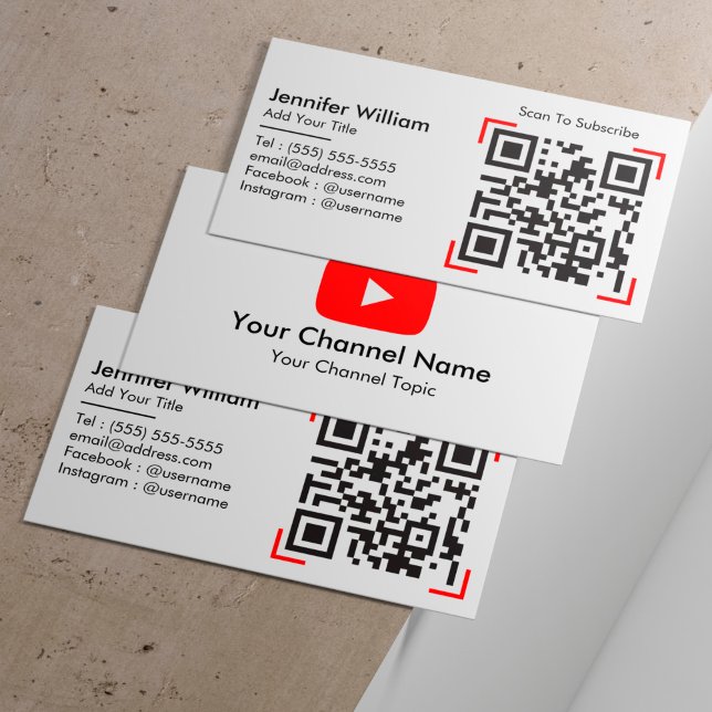 Youtube Vlogger Channel med QR-kod minimalistisk Visitkort (Skapare uppladdad)