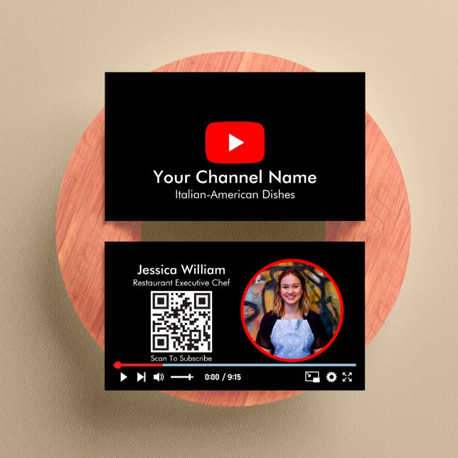 Youtube Vlogger Channel med QR-kod svart Visitkort (Skapare uppladdad)