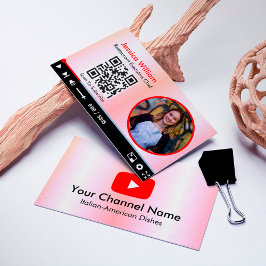 Youtube Vlogger Channel med QR-kodgradient Rosa Visitkort