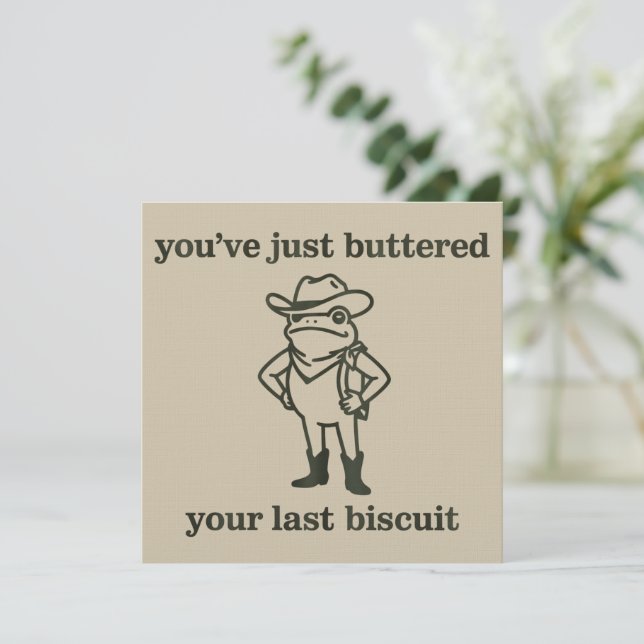 You've just Buttered Your Last Biscuit Cowboy Frog Inbjudningar (Stående Fram)