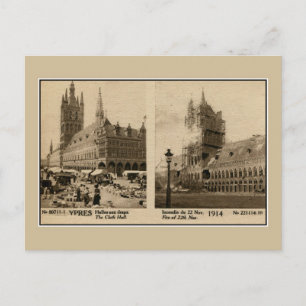 Ypres the Trasa hall före destrueringen 1914 Vykort