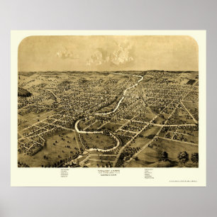 Ypsilanti, MI Panoramic Karta - 1868 Poster