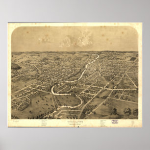 Ypsilanti Michigan 1868 antika panorama- karta Poster