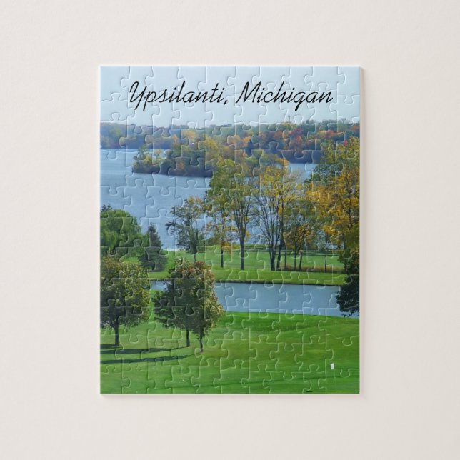 Ypsilanti Michigan golfbana på sjöträd Pussel (Vertikal)