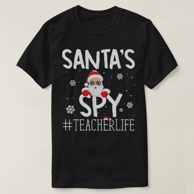 ypXb God jul Santa Spy Teacher Livets jul P T Shirt (Design framsida)
