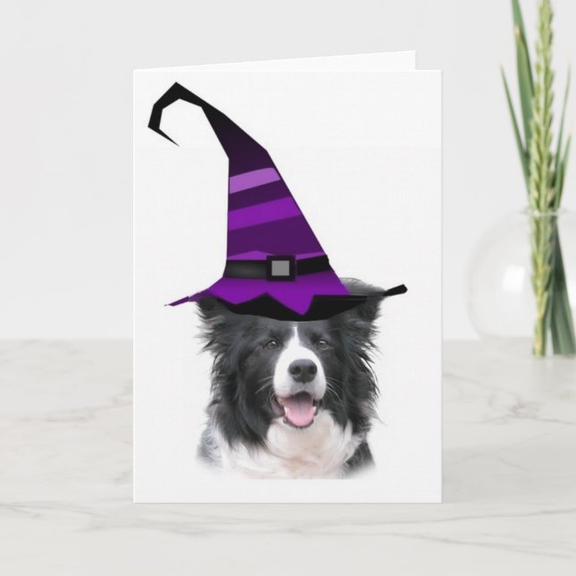 Yr Dogz~Border Collie Card~Halloween~Witch Kort (Framsida)