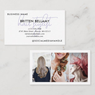 Yrke i Lila Script Add Photos Visitkort