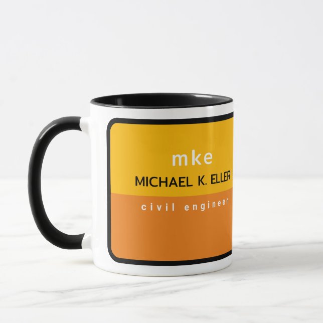 Yrke Ingenjör Gult Coffee Mugg med Namn (Vänster)