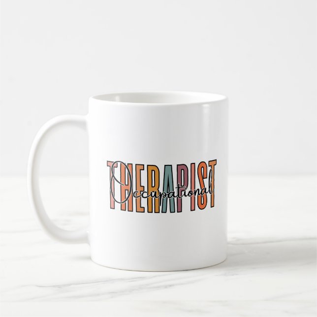 Yrkesbehandlande färgtext kaffemugg (Vänster)