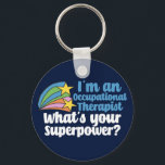 Yrkesbehandlande superhjälte Cute Blue OT Nyckelring<br><div class="desc">Vad är din supermakt? En lustig OT-nyckelkedjegåva till någon i fält i arbetsbehandlingen. Luta inspirerande stjärnor bredvid offerten.</div>