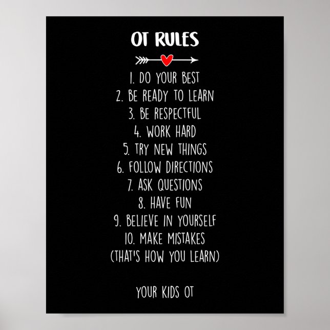 Yrkesbehandlare OT Regler Poster (Framsidan)