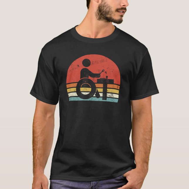 Yrkesbehandlare Retro Sunset Wheelstol T Shirt (Framsida)