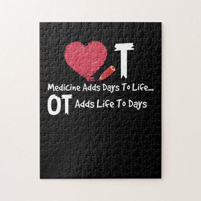 Yrkesbehandling ger liv till dagar, hjärtmedium pussel (Vertikal)