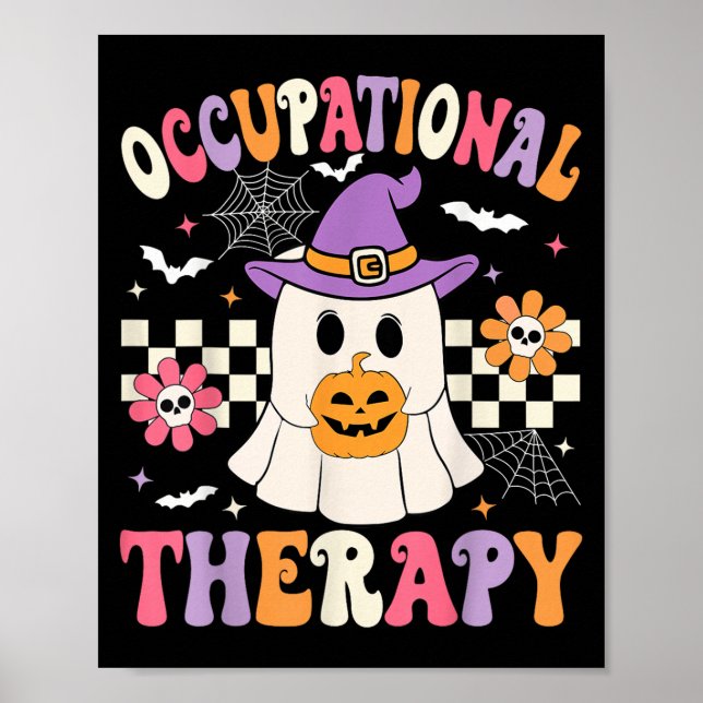 Yrkesbehandling Halloween Ot Retro Ghost Ot H Poster (Framsidan)