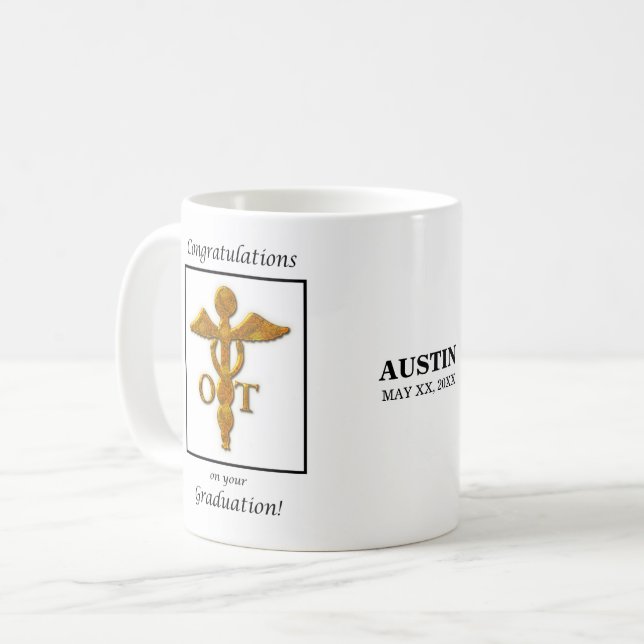 Yrkesbehandling Studenten Antique Guld utseende Kaffemugg (Framsida vänster)