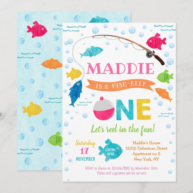 Yrkesfiskare - 1:a födelsedagsinbjudan inbjudningar (Fram/baksida)