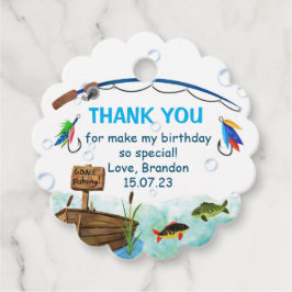 Yrkesfiskares födelsedag med ofiskad födelsedag gåvor etiketter