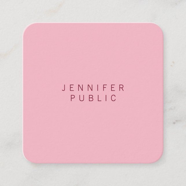 Yrkesmässig elegant blek - rosa Minimalist lyx Fyrkantigt Visitkort (Framsida)