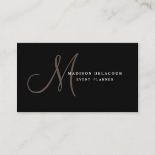 Yrkesmässig elegant modern Monogramsvart & vit Visitkort