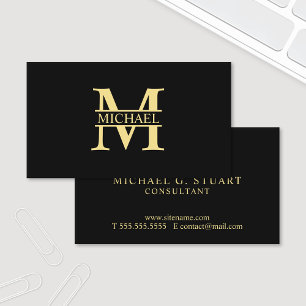 Yrkesmässig elegant Monogramsvart och guld Visitkort