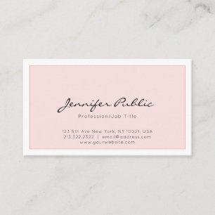 Yrkesmässig elegant rosa Minimalistslätttrendig Visitkort