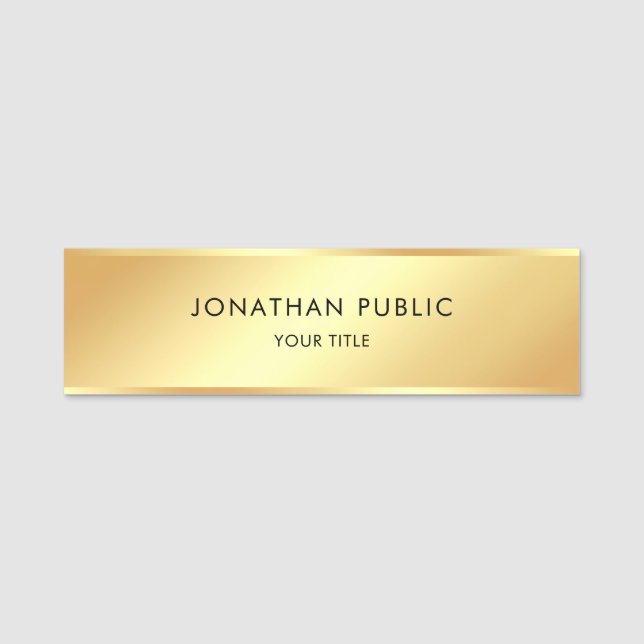 Yrkesmässig elegant trendig för modern guld- mall namnbricka (Framsida)