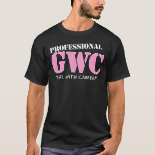 Yrkesmässig flicka med kameran t shirt