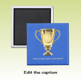 Yrkesmässig gyllene troféblå magnet