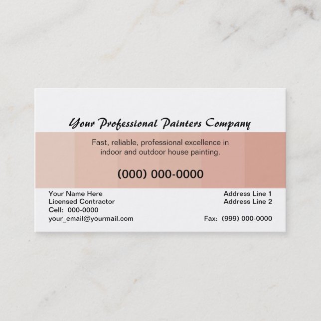 Yrkesmässig husmålare, beige färgkort visitkort (Framsida)