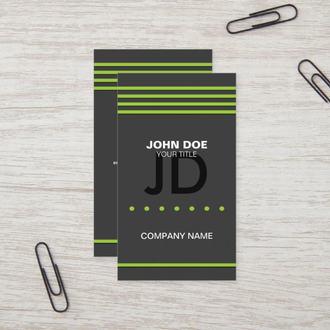 Yrkesmässig modern grönt visitkort (Fram/Back In Situ)