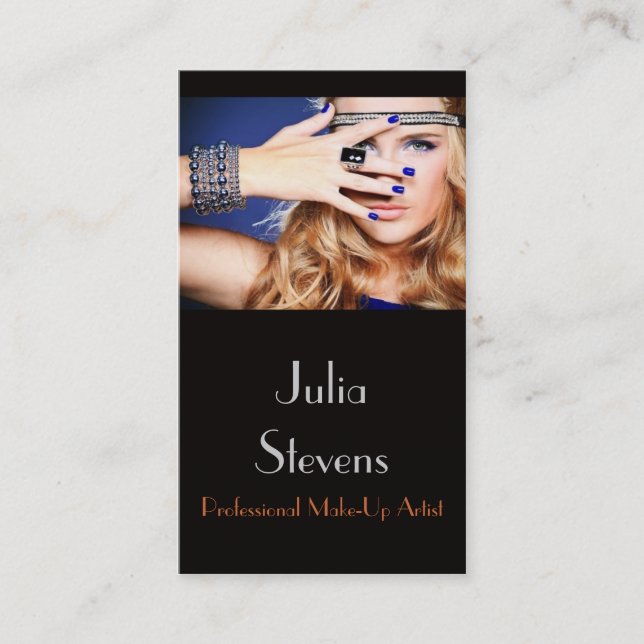 Yrkesmässig sminkkonstnär, skönhetsalongkort visitkort (Framsida)
