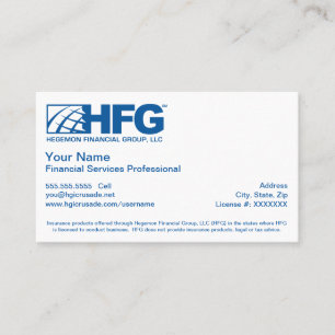 Yrkesmässiga HFG-finansiell rådgivning Visitkort