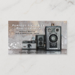 Yrkesmässigt foto för fotografivintagekamera visitkort
