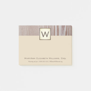 Yrkesmässigt lantligt Wood utöva namn & Monogram Post-it Block