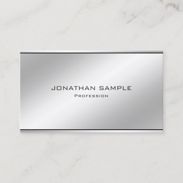 Yrkesmässigt modernt Minimalist elegantt silver Visitkort (Framsida)