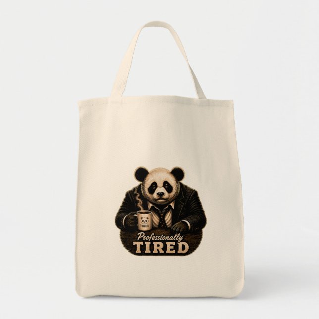 Yrkesmässigt Trött Panda Kaffeälskare Tygkasse (Framsidan)