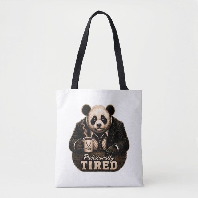 Yrkesmässigt Trött Panda Kaffeälskare Tygkasse (Framsida)