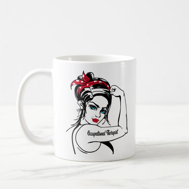 Yrkesterapeut rosie Riveter Pin Up Kaffemugg (Vänster)