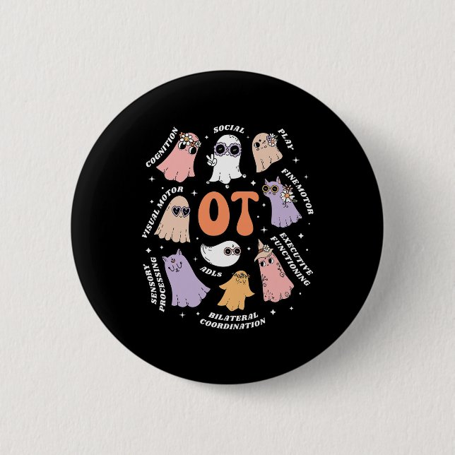 Yrkesterapisomfång på Halloween Retro Fl Knapp (Framsida)