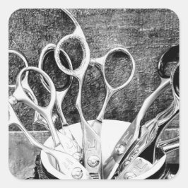 Yrkesverktyg - Frisördekaler Fyrkantigt Klistermärke