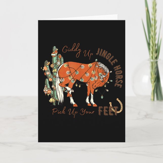 Yrra upp jingel Häst Lyft upp fötterna Cactus Ko Kort (Framsida)