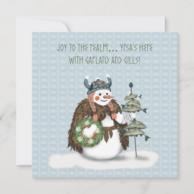 Yrsa’s Tidings – Viking Snowwoman Christmas Card Kort (Framsida)