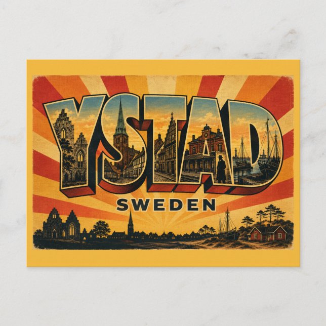 Ystad Sverige Wallanders Stad Vykort (Framsida)