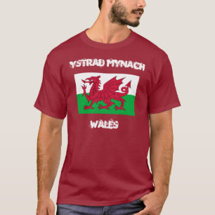 Ystrad Mynach, Wales med walesisk flagga T Shirt
