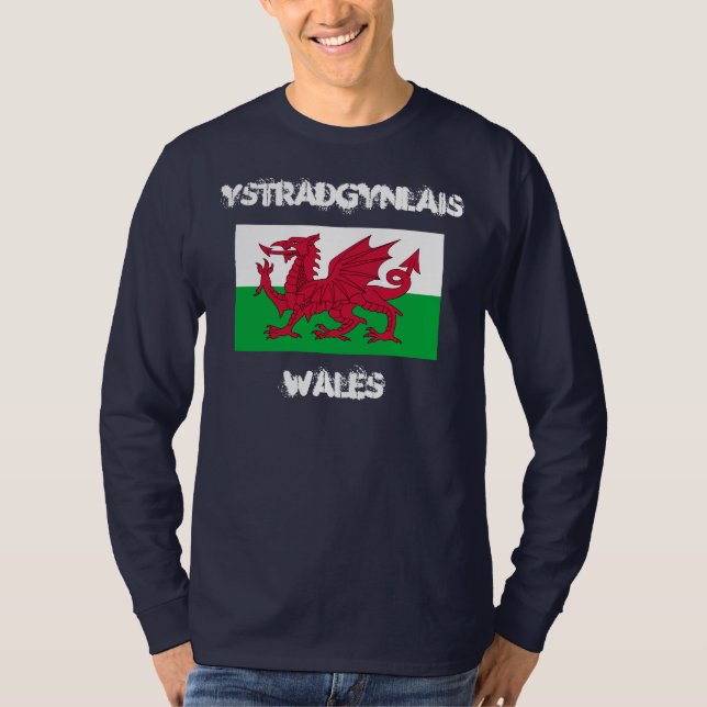 Ystradgynlais, Wales med walesisk flagga T-shirt (Framsida)