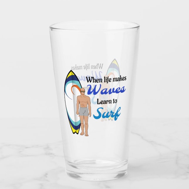 Ytbar havsyta - Vinkar blått motiv - citat Glaskopp (Framsida)